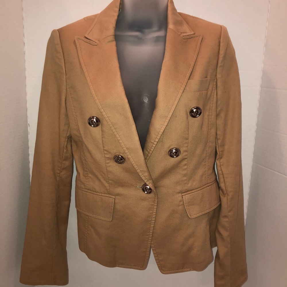 PRICH ladies cotton blazer silver buttons partially lined tan single button